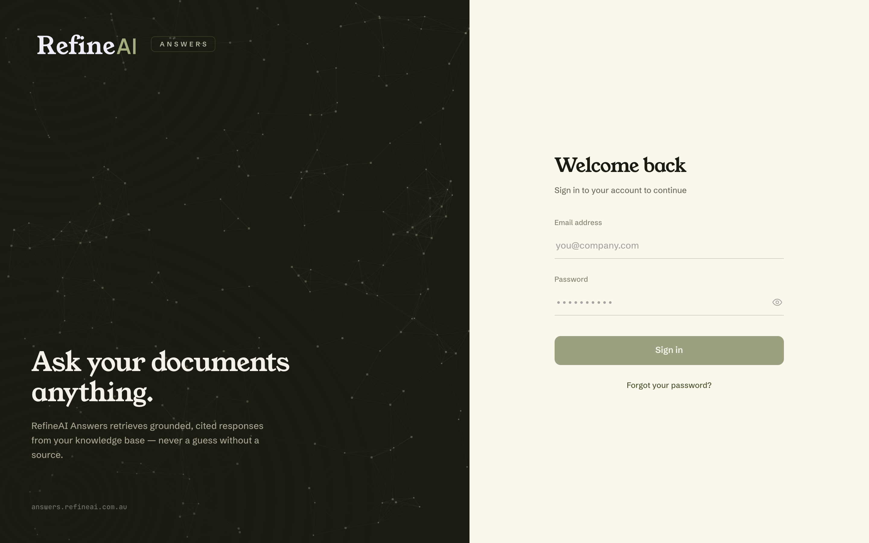 The sign-in screen