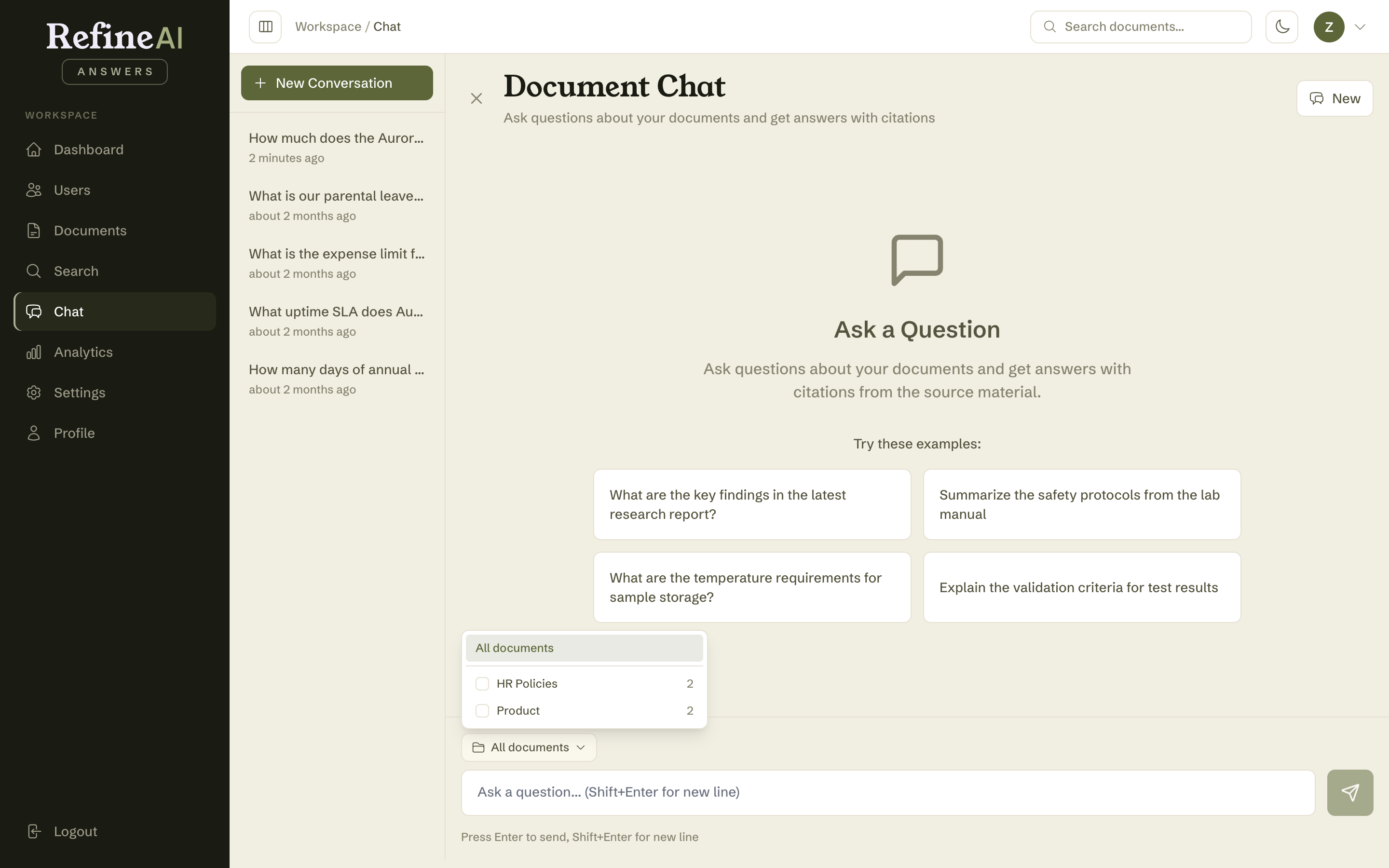 Choosing collections to answer from