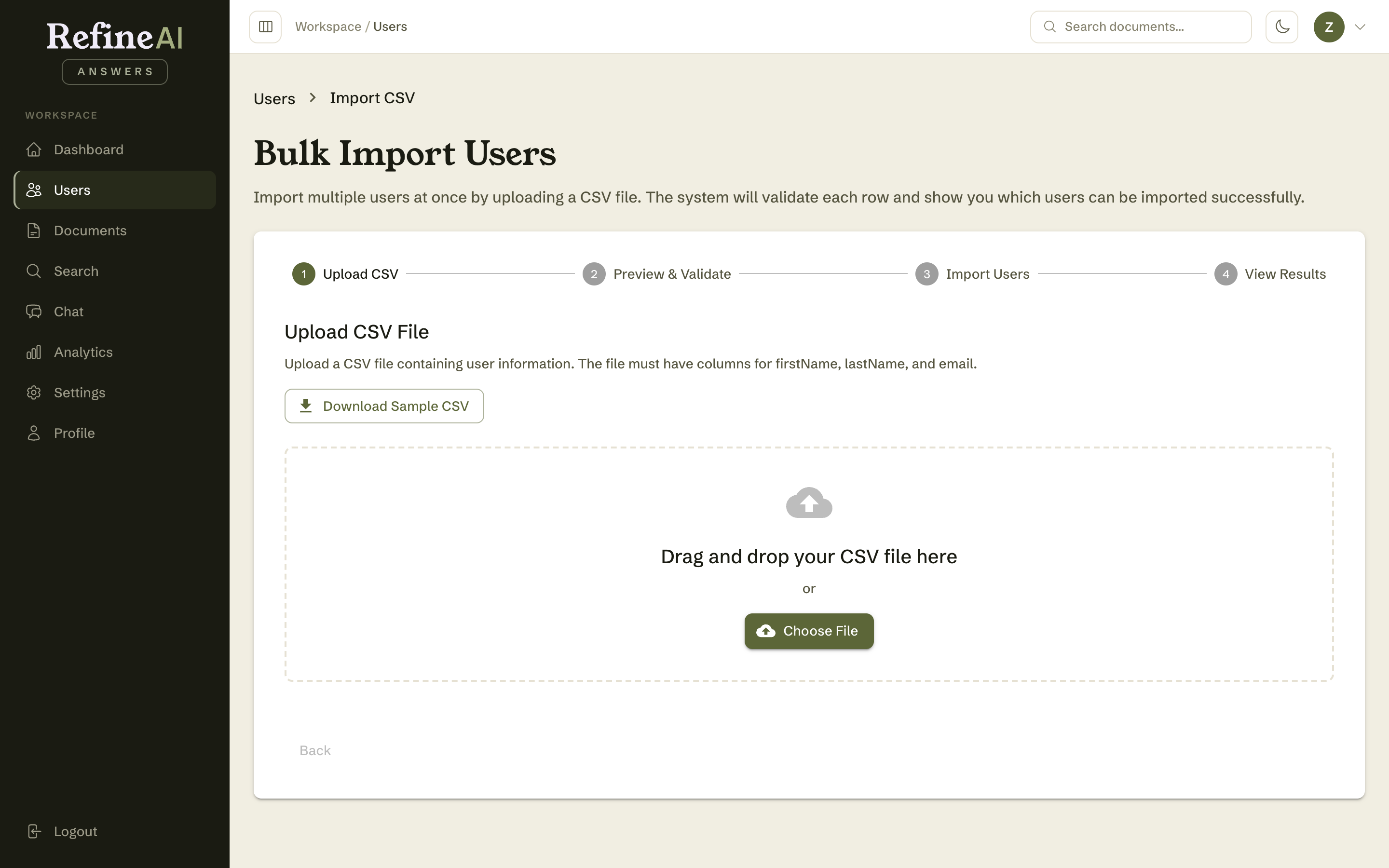 Bulk import